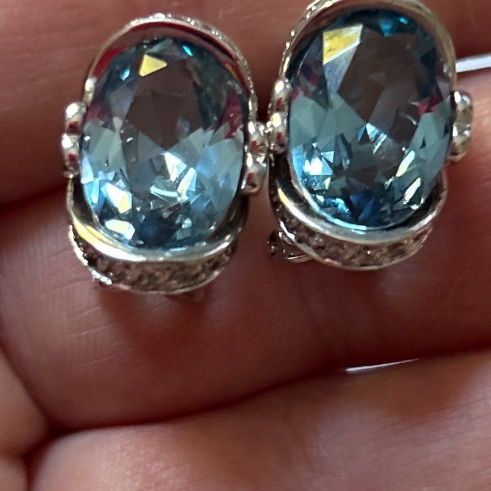 LARGE Swiss Topaz surrounded by white CZ, set in .925 -Genuine Topaz